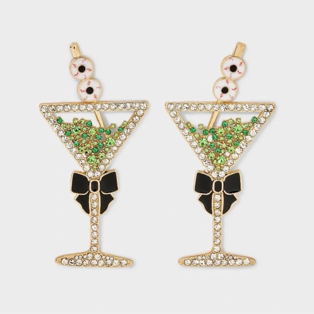 🎉6 for $30🎉 SUGARFIX by BaubleBar Green and Black Martini Earrings - Picture 2 of 5